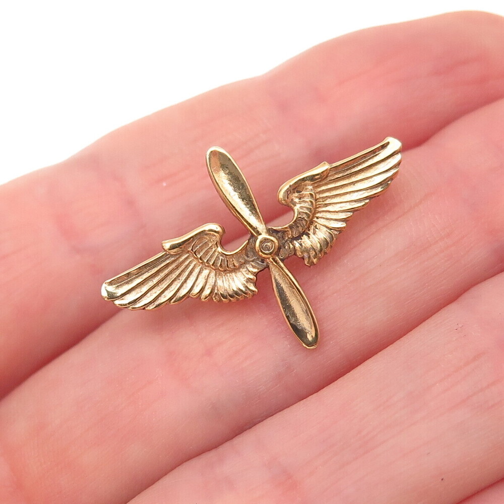 925 Sterling Silver Gold Plated Antique WWII US Army Air Force Pilot Wings Pin